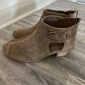 Suede Peep Toe Booties